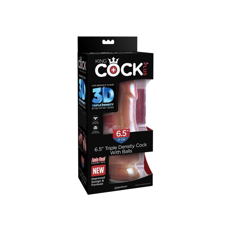 Dildo Triple Densidad con Testículos 6.5 Caramelo - Imagen 4