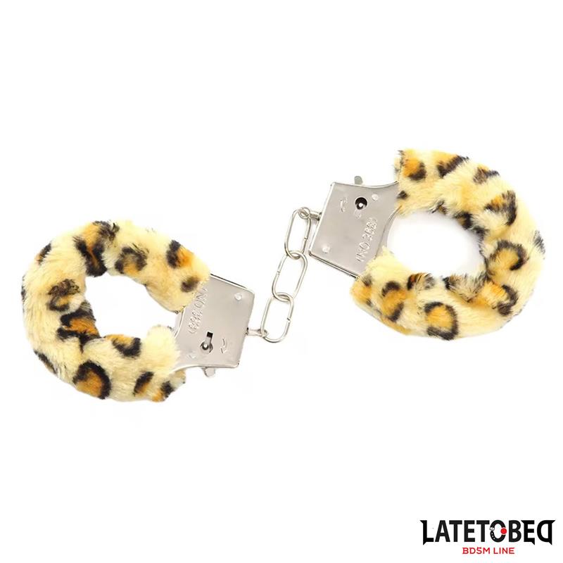Esposas de Metal Furry con Pelo Animal Print Leopardo - Imagen 3