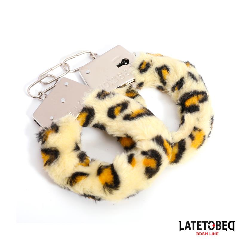 Esposas de Metal Furry con Pelo Animal Print Leopardo - Imagen 4