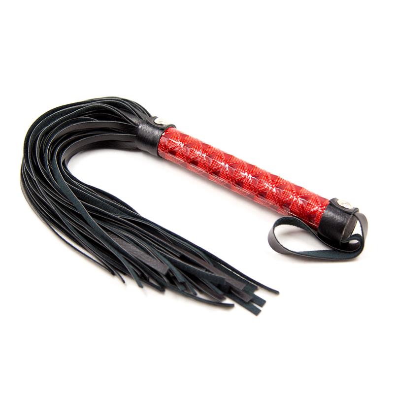 Flogger Patron de Diamante y Mango de Metal 39 cm Rojo - Imagen 3