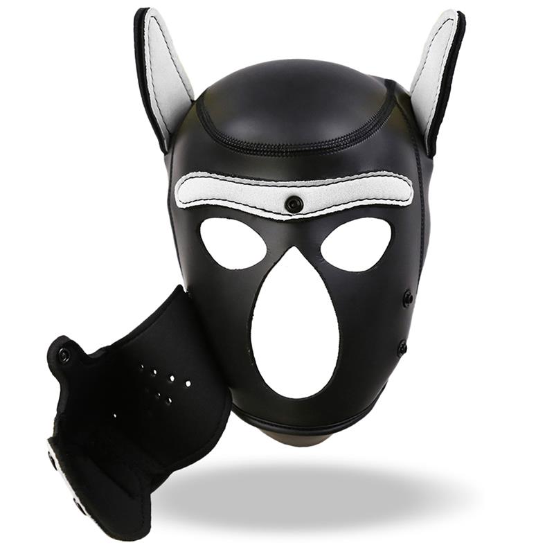 Hound Máscara de Perro Neopreno Hocido Extraíble Negro/Blanco Talla Única - Imagen 4