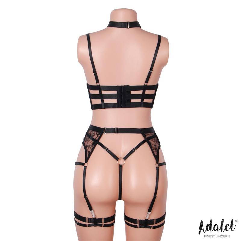 Hyacinth Set Sujetador, Tanga y Liguero Negro - Imagen 3