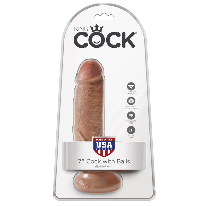 King Cock Pene con Testículos de 7 - Bronceado - Imagen 4
