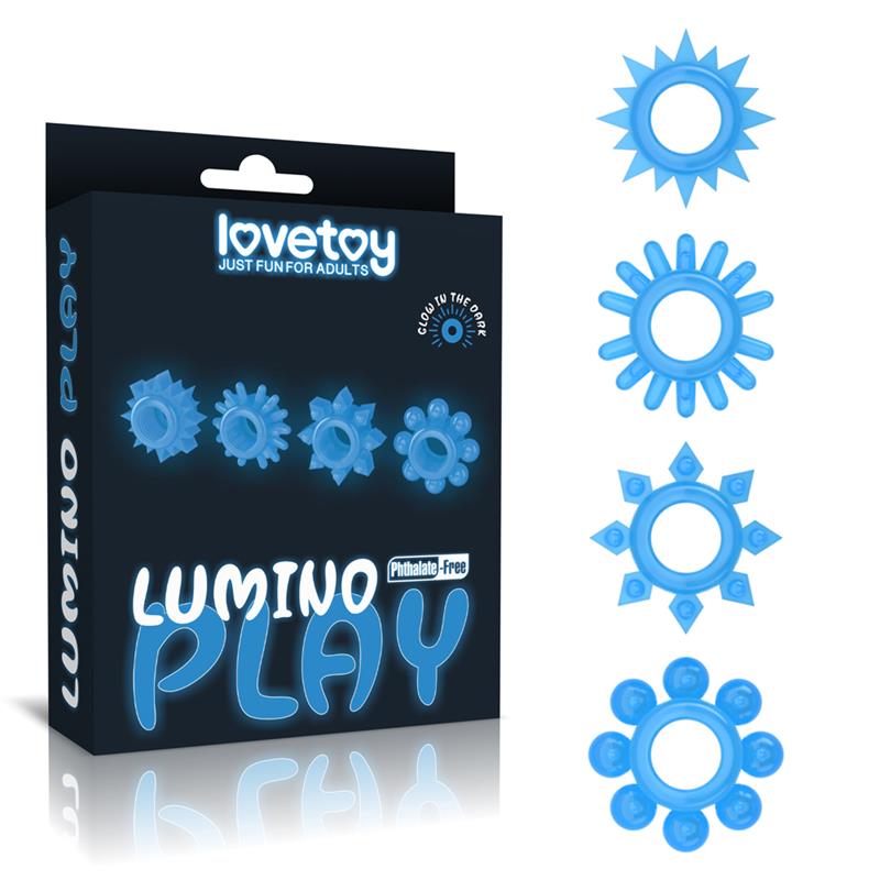 Lumino Play Set 4 Anillo para el Pene Luz Azul - Imagen 4