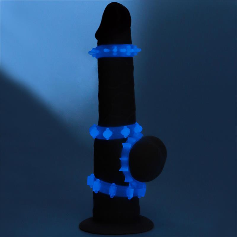 Lumino Play Set 4 Anillo para el Pene Luz Azul - Imagen 5