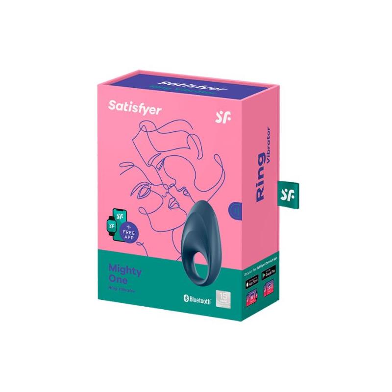 Mighty One Anillo Vibrador con APP Azul - Imagen 3