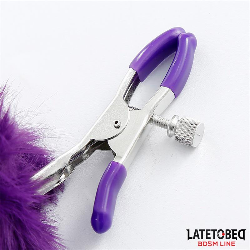 Pinzas para Pezones con Pelo Púrpura - Imagen 3