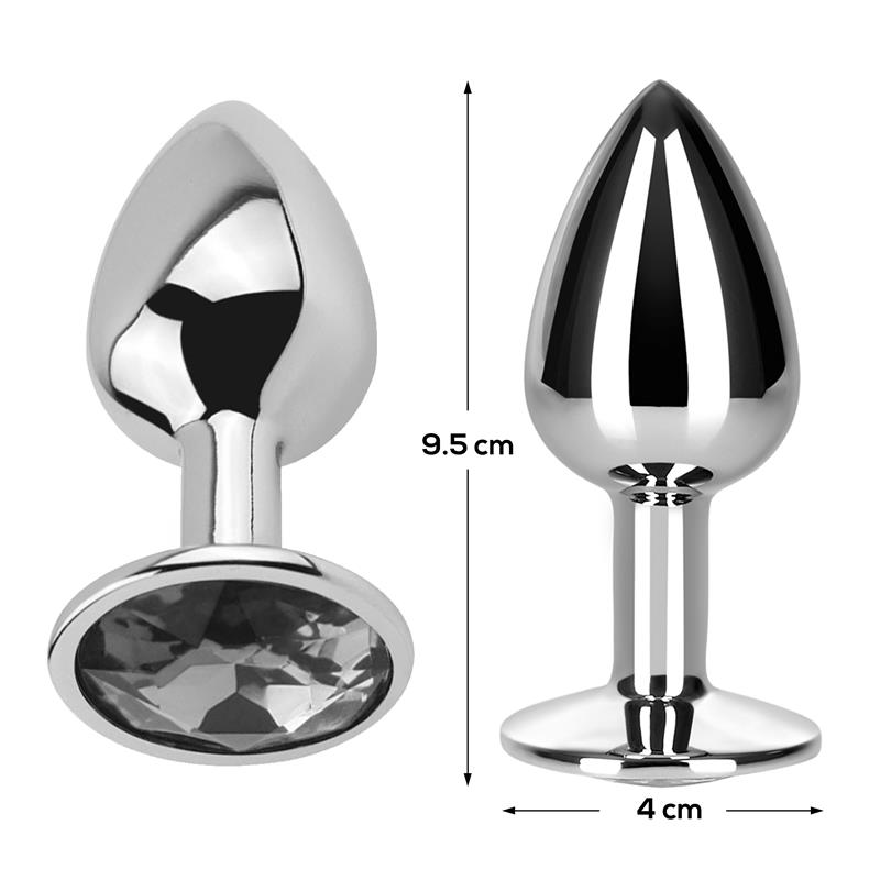 Plug Anal con Joya Color Blanco Diamante Talla L Aluminio - Imagen 4