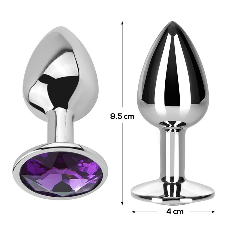 Plug Anal con Joya Púrpura Amatista Talla L Aluminio - Imagen 4