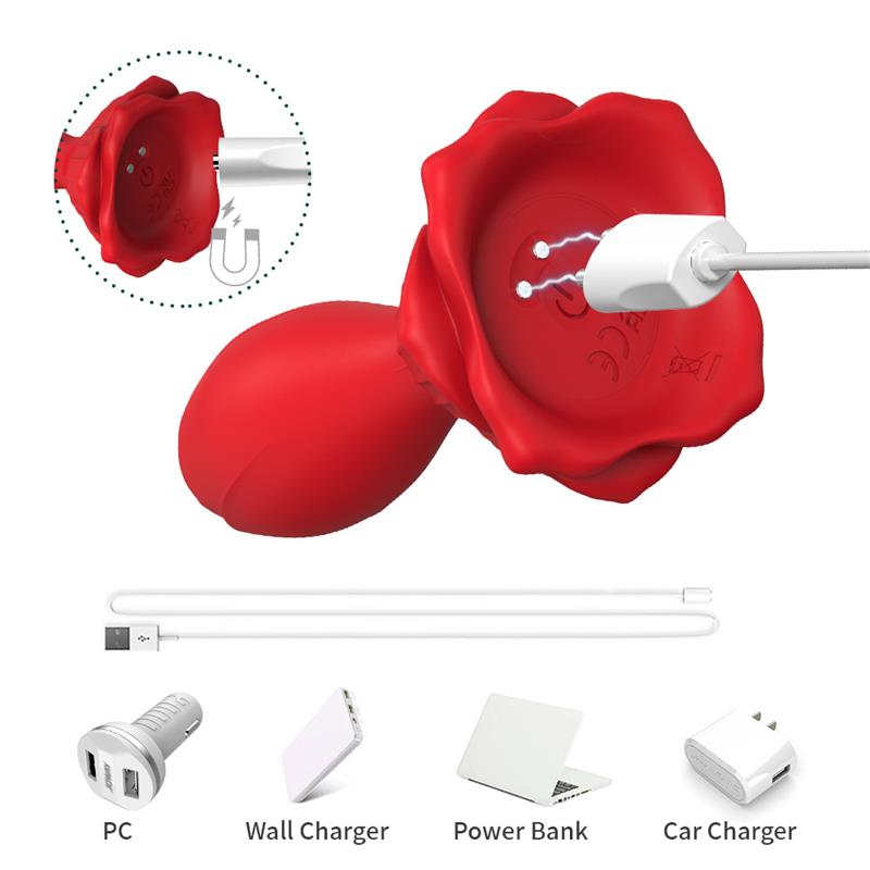 Plug Anal con Vibración Base de Rosa - Imagen 3