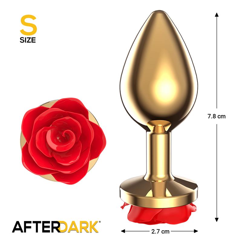 Plug Anal de Metal Dorado con Rosa Roja en la Base Talla S - Imagen 4