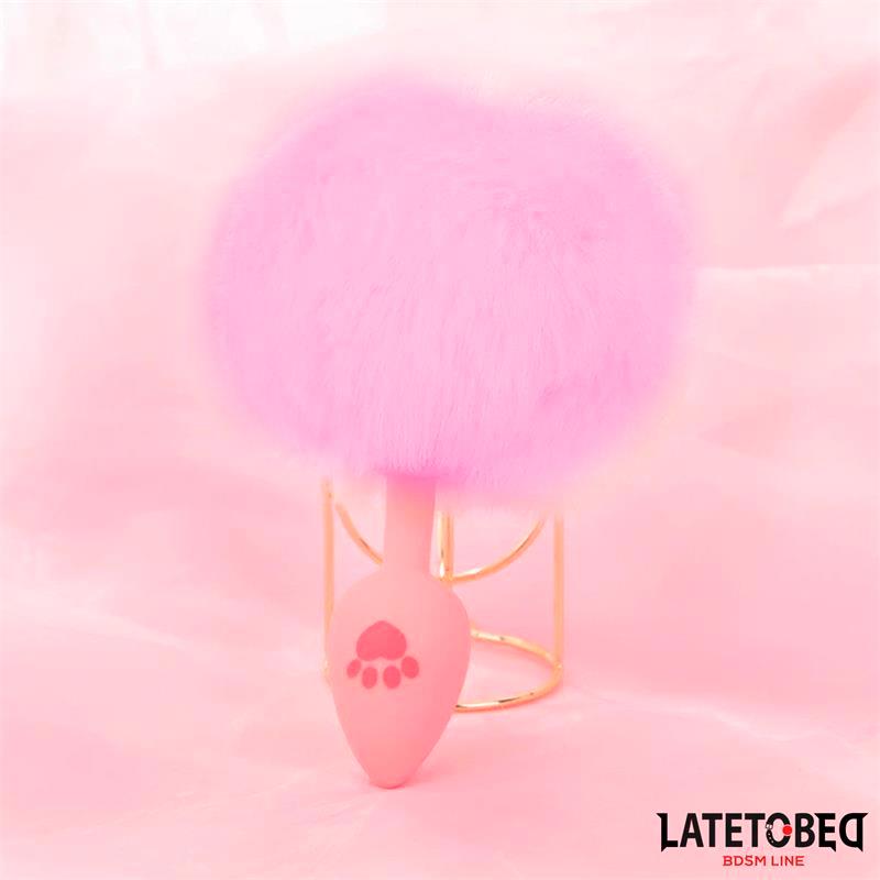 Plug Rosa de Silcona con Pompón Rosa - Imagen 3