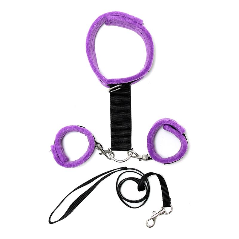 Collar y Esposas Desmontable Púrpura Ajustable - Imagen 3