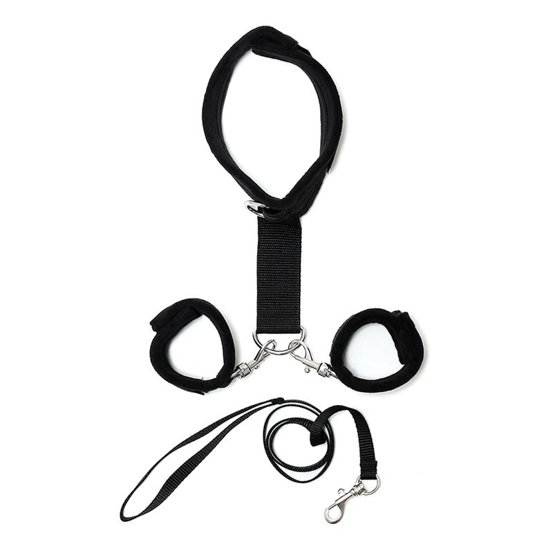 Collar y Esposas Desmontables Negro Ajustables - Imagen 3
