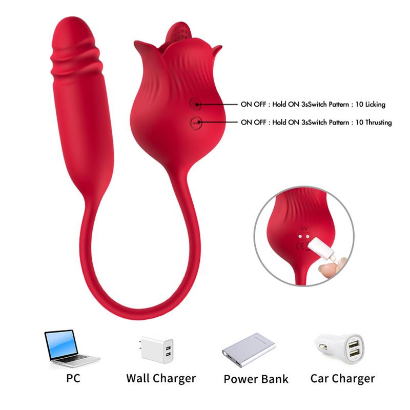 Rosa Vibradora con Licking y Thrusting USB - Imagen 5