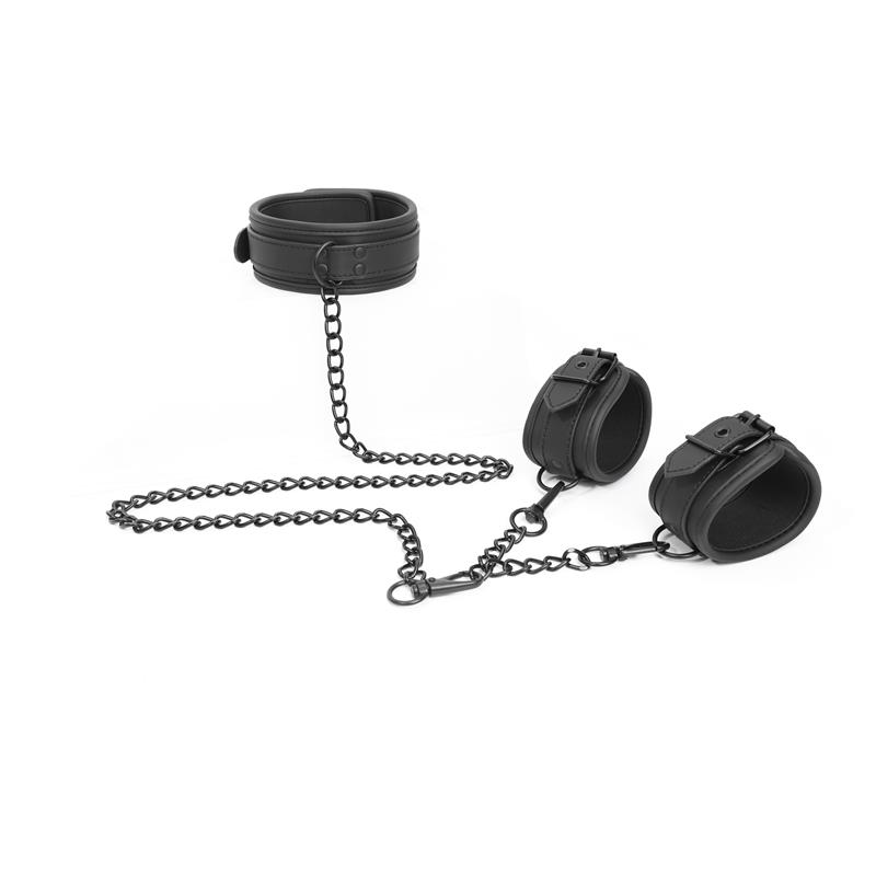 Set de Collar y Esposas para Muñecas Cuero Vegano - Imagen 3