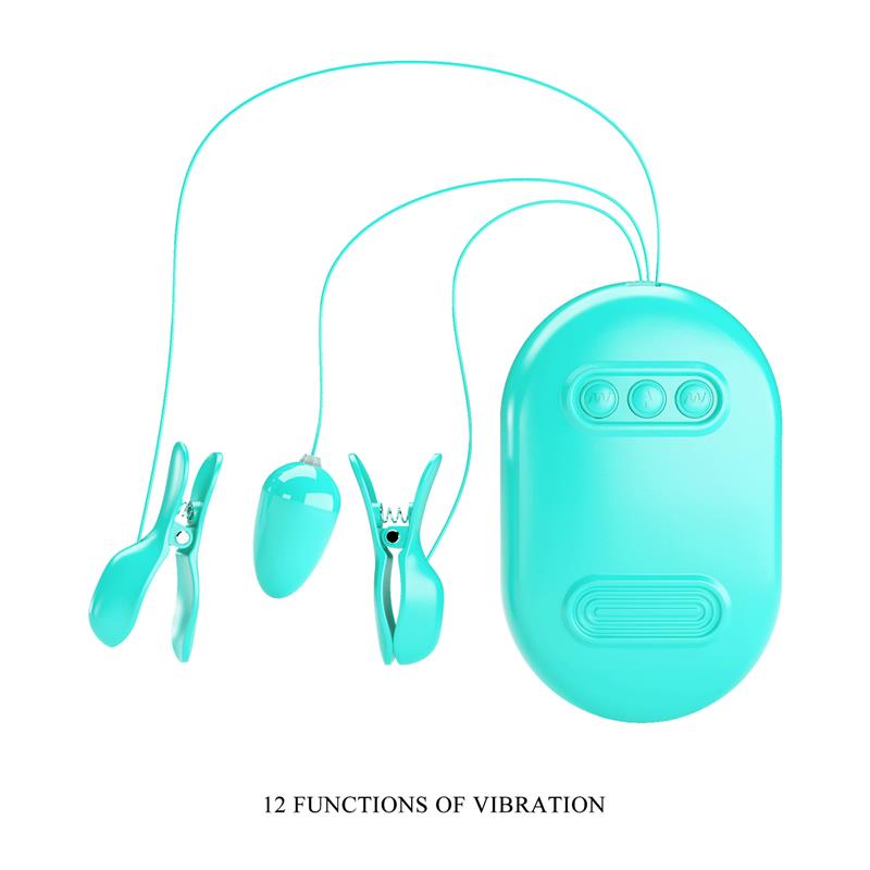 Surprise Box Huevo Vibrador y Pinzas para Pezones con Electro Estimulación Azul - Imagen 6