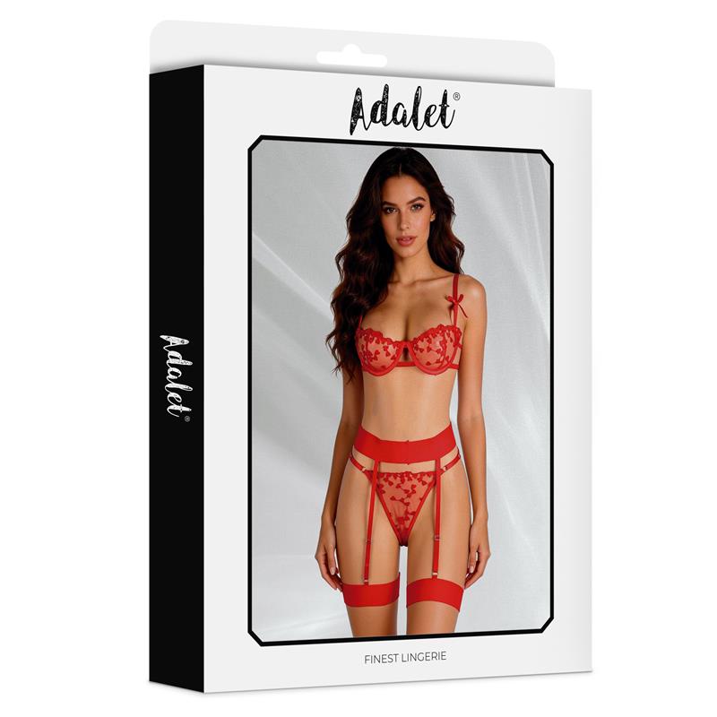 Yvonne Set Sujetador, Tanga y Liguero con Corazones Rojo - Imagen 3